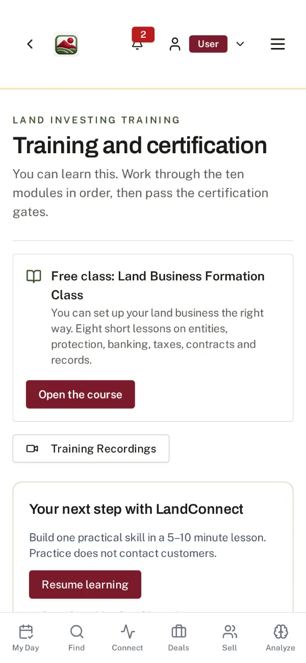 LandConnect training on a phone